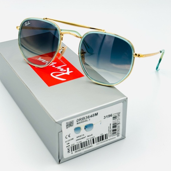 Ray-Ban Marshal II Aviator Sunglasses RB3648 Arista w/ Gradient Blue Lens 52mm - Picture 7 of 13